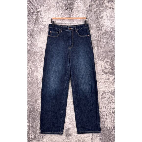 Pilcro Jeans 27 Womens Anthropologie High Rise Barrel Leg Dark Wash - Picture 1 of 8